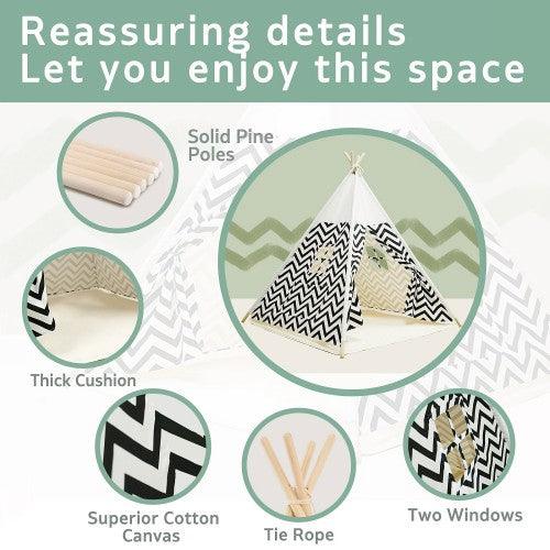 Teepee Tent for Kids Foldable Children Play Tent with  Mat for Indoor Outdoor (Stripe) - Toytexx Teepee Tent for Kids Foldable Children Play Tent with  Mat for Indoor Outdoor (Stripe) - Toytexx
